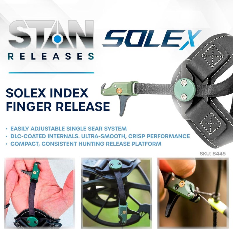 Stan SoleX Index Finger Archery Bowhunting Release - Buckle Wrist Strap Open Hook Trigger Aid with Single-Sear Design, Adjustable Length, Travel & Tension - Image 3